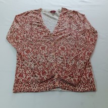 Merona V-Neck Womens Medium Multicolor Button Shirt Long Sleeve RN#17730 - $8.31