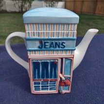 Beautiful Jeans &amp; Tees Storefront  Collectors Teapot Whimsical Vintage Fun - $10.00