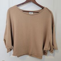 BKE Woven Cropped Short Sleeve Top Shirt Workout Casual Women&#39;s Small Beige - $22.39 CAD