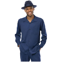 Men&#39;s MONTIQUE Two Piece Set Walking Leisure Suit Long Sleeves 1641 Navy... - $99.99