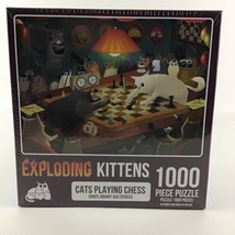 Exploding Kittens Jigsaw Puzzle 1000 Piece Cats Playing Chess Blueboard ... - $39.55