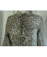 KAREN SCOTT Womens Green &amp; White Floral Button Up Shirt Size Small Petite - $21.59 CAD