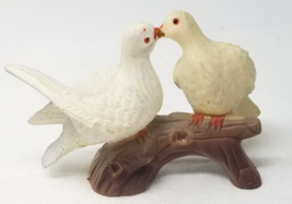 Love Doves Figurine Cream White Sitting on Branch Plastic Hong Kong 1970 - £12.06 GBP
