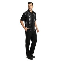 Men Silversilk 2pc Walking Leisure Matching Suit Italian Woven Knits 71032 Black image 3