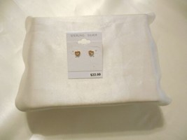 Department Store 18k Gold/SS Pink Heart Stud Earrings F555 - £13.68 GBP
