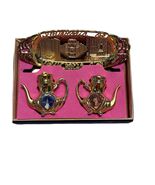 Vintage Souvenir of New York City Mini Teapot Salt Pepper Set Tray Times... - $23.40