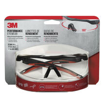 3M Anti-Fog Safety Glasses Clear Lens Black/Red Frame - $25.95