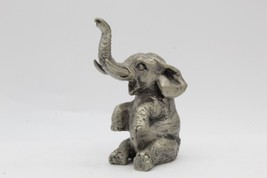 Sitting Elephant Pewter Lucky Trunk Up Corsini 1979 Sculpture House LTD 2 inches - £13.46 GBP