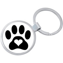 Paw With Heart Keychain - Includes 1.25 Inch Loop for Keys or Backpack - £8.44 GBP