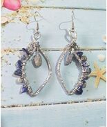 Lapis Lazuli Boho Silver earrings Boho earrings Bohemian Artisan hammere... - $35.00