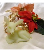3683 Vintage Fenton Art Glass Pine Cones on Custard Resting Fawn  - $50.00