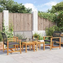 Outdoor Garden Patio 5pcs Poly Rattan Wooden Furniture Lounge Set Chairs Tables - £303.95 GBP