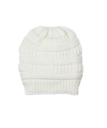 LOF Trendy Cable Knit Beanie Skully Hat with Warm Fleece Lining - White - $15.02 CAD