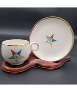 Vintage Masonic Order of the Eastern Star Espresso Coffee Tea Cup &amp; Sauc... - $225.99 MXN