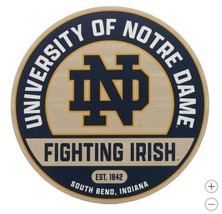 Notre Dame Fighting Irish Wall Sign Navy Blue Gold Wood Decoration Round... - $56.99