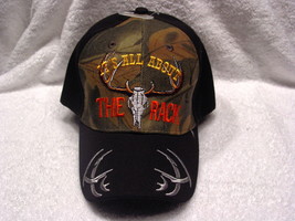 Deer Skull All About The Rack Hunting Baseball Cap ( Black &amp; Camouflage ) - £8.92 GBP
