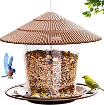 Large Capacity Plastic Bird Feeder with Inclined Roof - Perfect for Gard... - $37.57