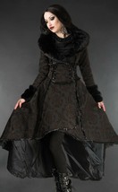 Brown Evil Queen Brocade Goth Victorian Long Winter Corset-Back Steampun... - $169.83