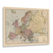 1912 Library Atlas Map of Europe Poster Wall Art Print - £31.96 GBP+