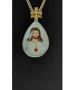 Woman&#39;s 18k Gold Plated Crystal Teardrop Jesus Pendant - £10.84 GBP