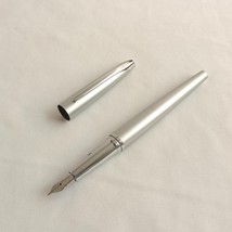 Cross ATX Matte Chrome Fountain Pen Polished chrome Appointments &amp; Steel Nib - £60.69 GBP