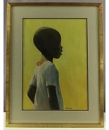 Original Framed Art Watercolor Painting Young Boy St Thomas Island LARRY... - £316.26 GBP
