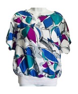 Vintage 80s White Blue Green Abstract Short Sleeve Tee Oversize size S / M - €14,79 EUR
