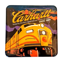 CARHARTT TIN Embossed TRAIN LOCOMOTIVE Theme EMPTY Wallet Gift Presentat... - $5.86
