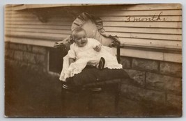 RPPC Funny Baby on Chair in Yard All Smiles Real Photo Postcard H21 - £5.55 GBP