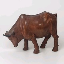 Vintage Hand Carved Bull Western Decor Water Buffalo Ox Wooden Figurine - $19.75