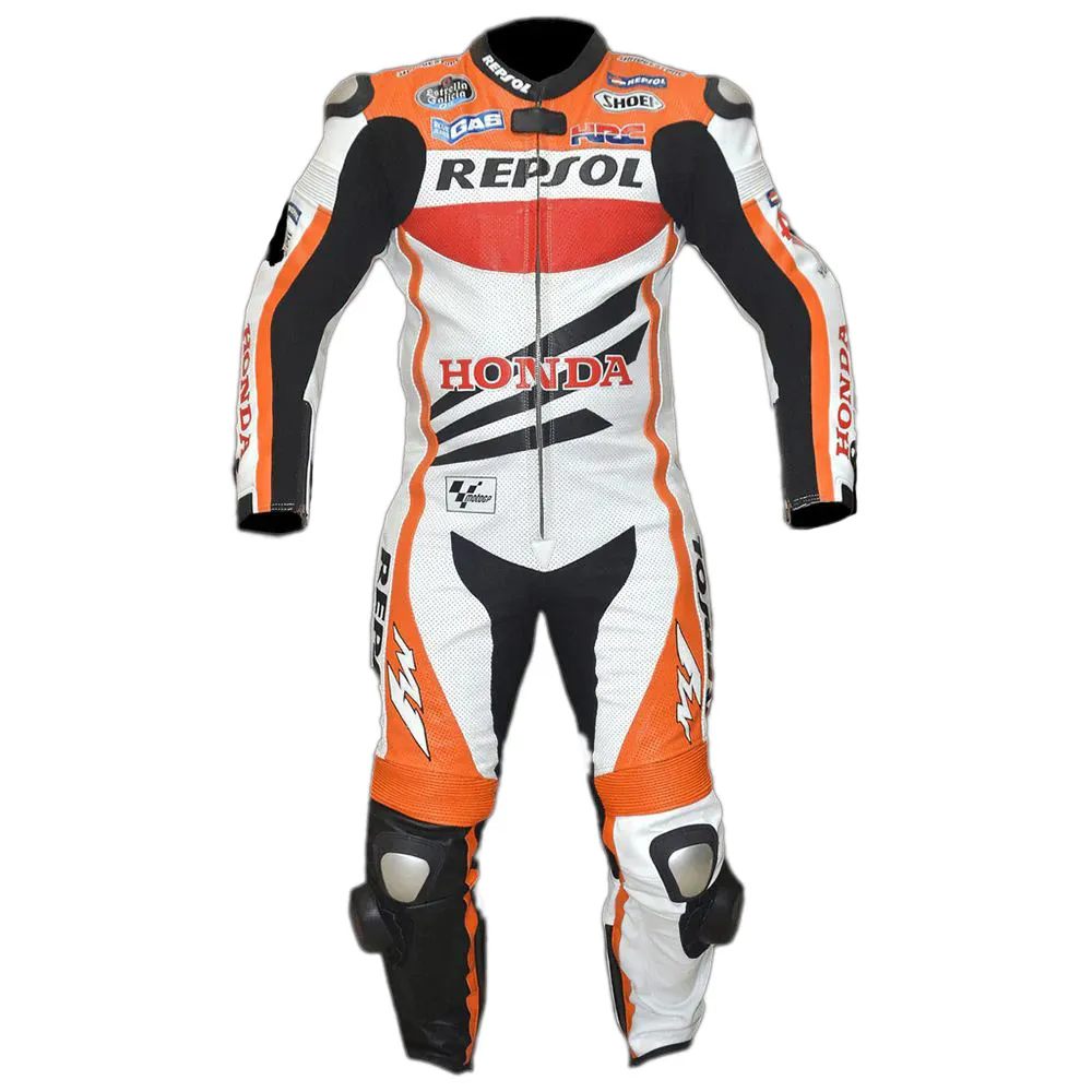 CUSTOM HONDA REPSOL COWHIDE MOTORCYCLE 1&amp;2 PIECE LEATHER SUIT CE-APPROVE... - $229.00