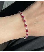 18K Ruby Tennis Bracelet Silver Gold Anniversary Wedding Gift For Women ... - $217.46 CAD+