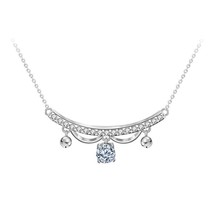 Round Cut 0.50ct Moissanite Lace Drop Tassels 925 Silver Adjustable Necklace 16&quot; - £72.84 GBP