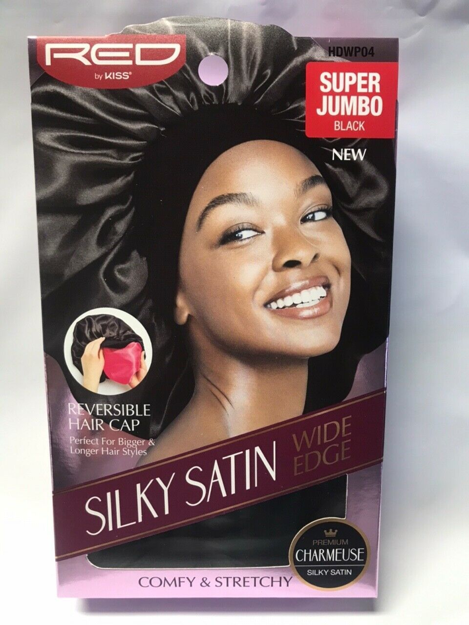RED BY KISS SILKY SATIN WIDE EDGE SUPER JUMBO BLACK HDWP04 REVERSIBLE HA... - $5.95