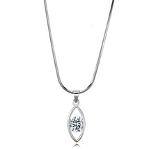 3Ct Round Cut Simulated Diamond Evil Eye Pendant Rhodium Plated Necklace 18&quot; - £37.16 GBP