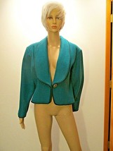 MID-WEST Garment Co Cropped Western Jacket Shawl Collar Concho Buttons Teal Euc - £32.13 GBP