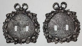 Vintage Double Light Switch Plate Cover Set - Ornate Floral Design - £39.80 GBP