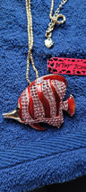 New Betsey Johnson Necklace Fish Red Pink Rhinestone Tropical Collective Decor - £11.79 GBP
