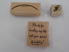 Stampin' Up Set Of 3 Mismatched "Thanks For Touching My Life" Arc Drawn Bee 2000 - £7.85 GBP