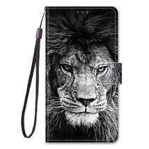 Anymob Samsung Case Black Lion Luxury Painted Flip Cute Playful Cat Wallet Phone - £21.49 GBP