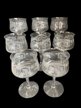Antique HEISEY Set of 8 Etched Stemware 8 1/4&quot; Wine Water Glasses 1919 A... - $185.13