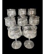 Antique HEISEY Set of 8 Etched Stemware 8 1/4&quot; Wine Water Glasses 1919 A... - $185.13