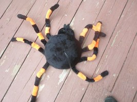 black orange plush spider. eerie noise 21x13&quot; hang or pose - $9.88