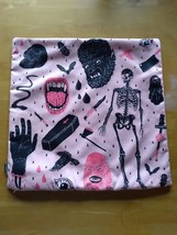 Society6 Spooky Halloween Bat Monster Skeleton Pink 20&quot;x20&quot; Throw Pillow Cover - £15.71 GBP
