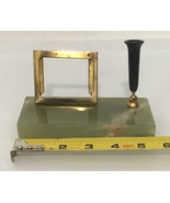 Vintage Desk Organizer Pen &amp; Business Card Holder  Onyx Brown Felt Botto... - $61.74