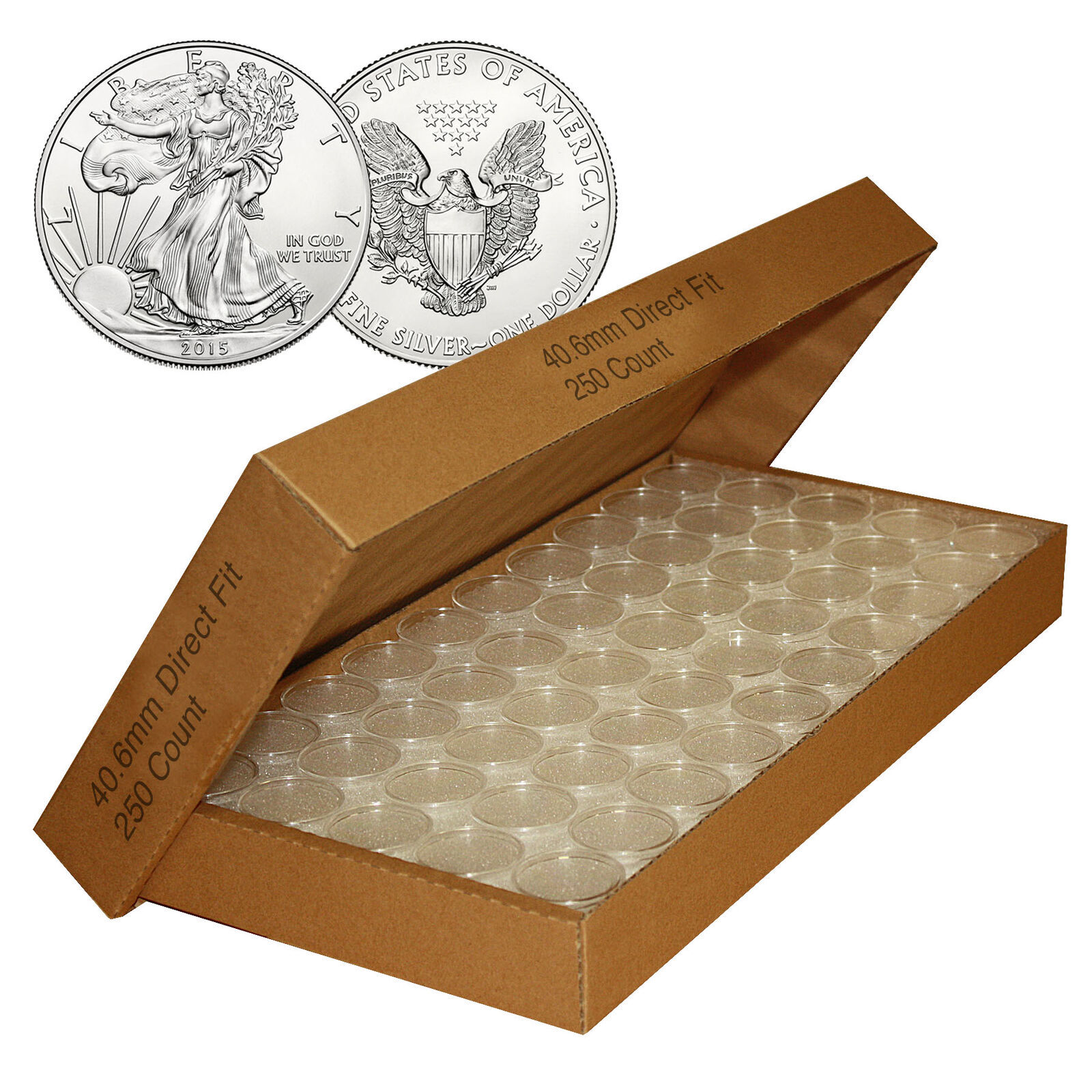 250 Direct Fit Airtight 40.6mm Coin Holder Capsules Holders For SILVER EAGLE Oz - £59.68 GBP