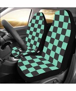 Anime Checkered Black Green Car Seat Covers (Set of 2) - $66.55 CAD