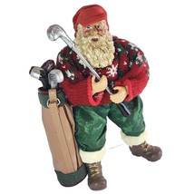 VINTAGE Santa Claus with Golf Clubs snowflake sweater Band Creations - $28.91