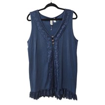 Matilda Jane Large Teal Blue Ruffled Laces Trim Sleeveless Tunic - £22.20 GBP