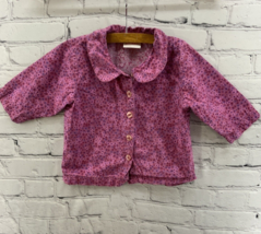 Hanna Andersson Pink Top Girls Sz 4T 100 Floral Print Button Down - $14.84